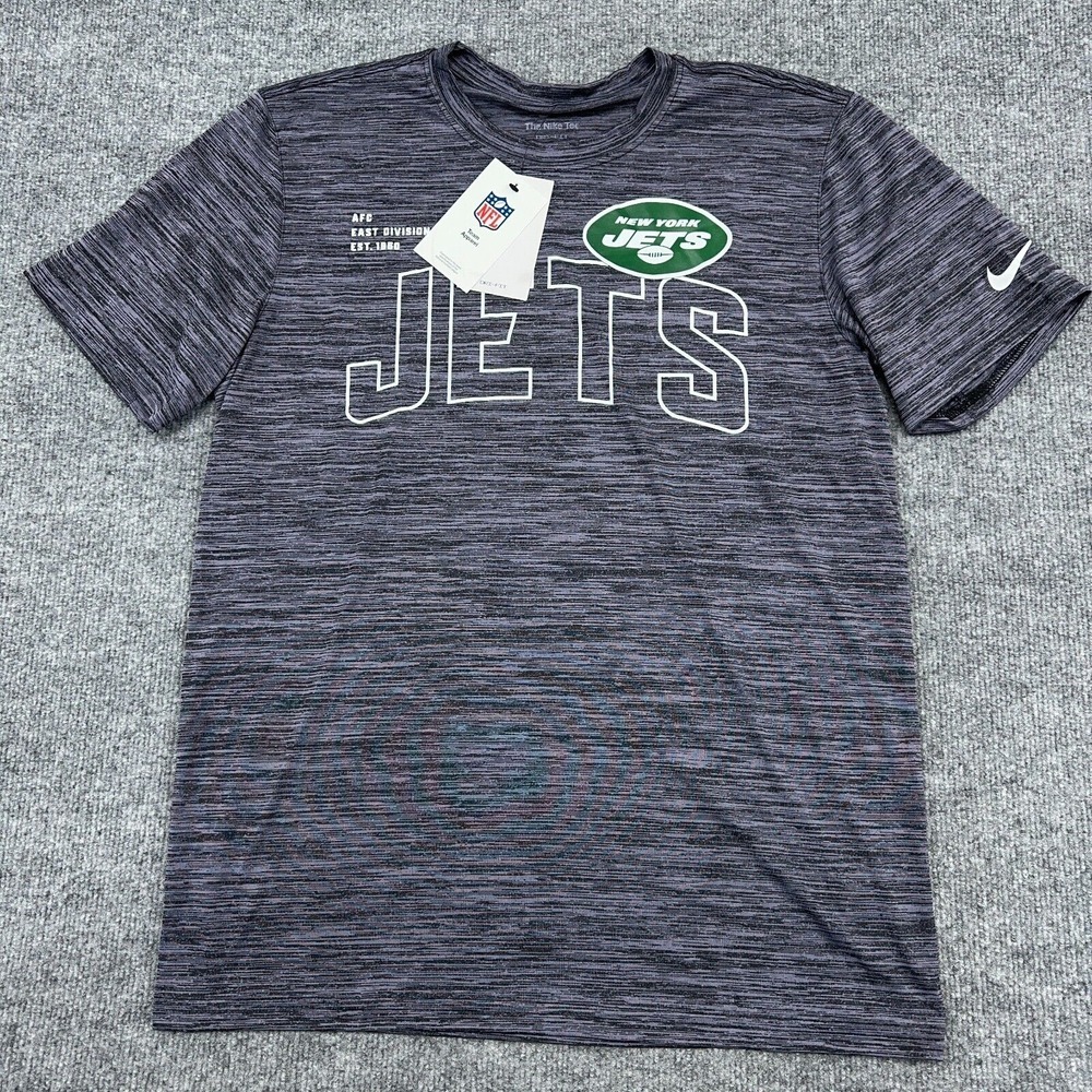 New York Jets Nike T-Shirt Men M Dri-Fit Gray Velocity Arch Performance Pullover - Picture 2 of 10